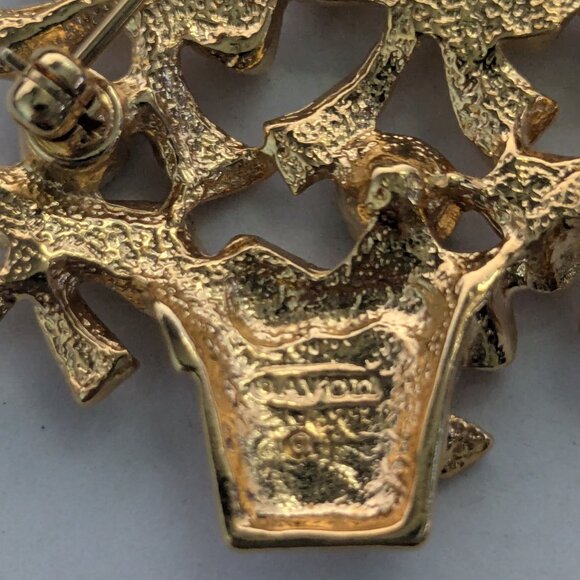 Vintage AVON Gold Tone AB Rhinestone Bow Christmas Tree Brooch Pin - Picture 4 of 4